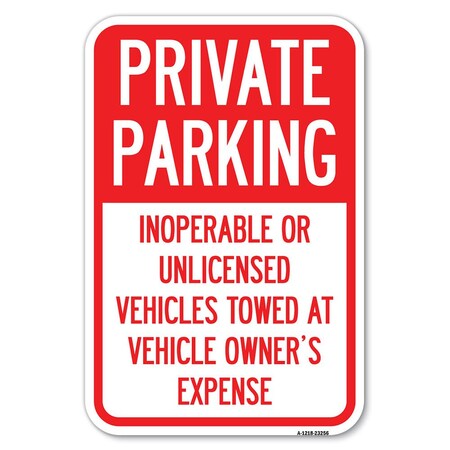 Signmission Private Parking Inoperable or Unlicense Heavy-Gauge ...