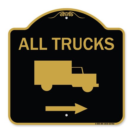 Signmission Trucks Sign All Trucks With Truck Symbol & Right Arrow ...