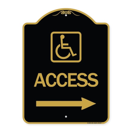 Direct Access Sign Signmission Access W/ Updated Isa and Right Arrow, Black & Gold ...