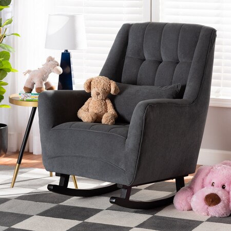 Baxton Studio Elisa ModernGrey Fabric Upholstered and Dark Brown ...