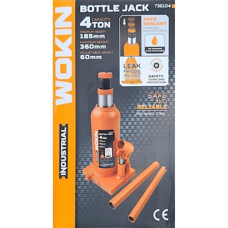 Wokin 4T Low Profile Hydraulic Bottle Jack - 736104 