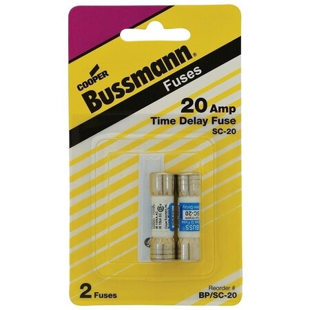 BUSSMANN 20A Midget Fuse, 600V AC Time-Delay, SC series, - BP/SC-20