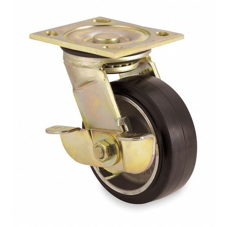 E.R. Wagner Swivel Plate Cstr w/Brke, 410 lb, 6 In Dia 1FA806514002D91R