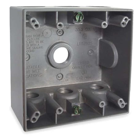 Bell Outdoor Weatherproof Electrical Box, 30.2 cu in, Double Gang Box Type, 2 Gangs, Aluminum, Square Shape 5340-0