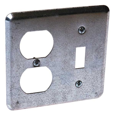 Raco Box Cover, Switch Box Type, 2 Gang, Galvanized Steel, Duplex Receptacle Cover Type 872
