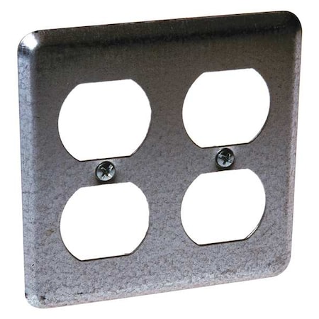 Raco Box Cover, Square Box Type, 2 Gang, Galvanized Steel, 2 Duplex Receptacle Cover Type 873