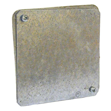 Raco Box Cover, Square Box Type, 1 Gang, Galvanized Steel, Blank Cover Type 762
