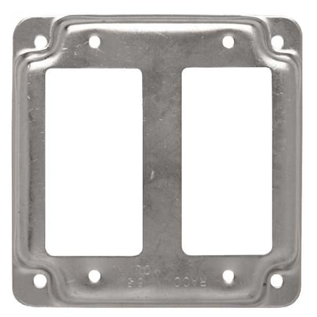 Raco Box Cover, Square Box Type, 2 Gang, Galvanized Steel, GFCI Receptacle Cover Type 809C