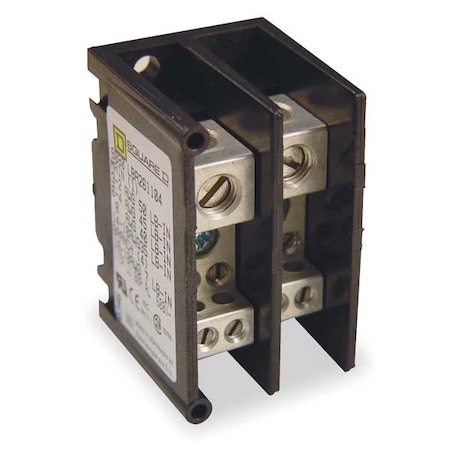 Square D Power Distribution Block, Open, 2 Pole, 310 A Copper, 600 V AC/DC, Surface Mount 9080LBA263101