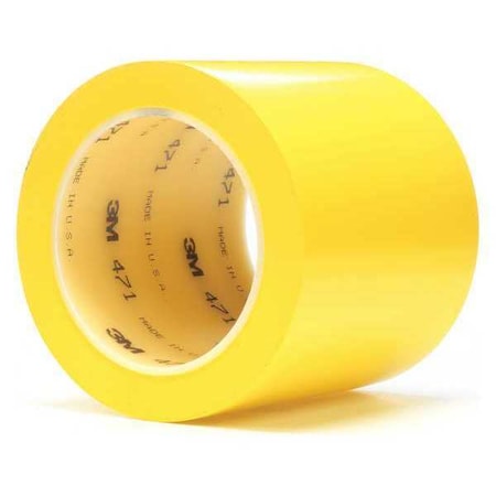 3M Floor Marking Tape Vinyl Yellow, 4" W x 4.1 mil Thick 471