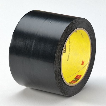3M Floor Marking Tape, Vinyl, No Legend, Black, Yellow, 2 in W., 5.4 mil Thickness 5702