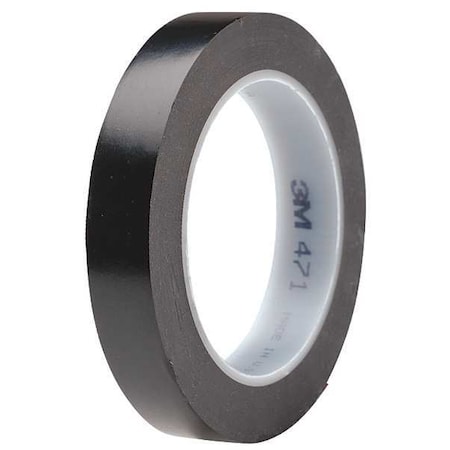 3M Floor Marking Tape, vinyl, Solid, Black, 3/4 in W., 5.2 mil Thickness 471