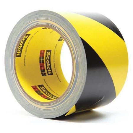 3M Safety Floor Tape Backing: Vinyl, Adhesive: Rubber Black/Yellow, 3 in W x 4.2 mil Thick 5702
