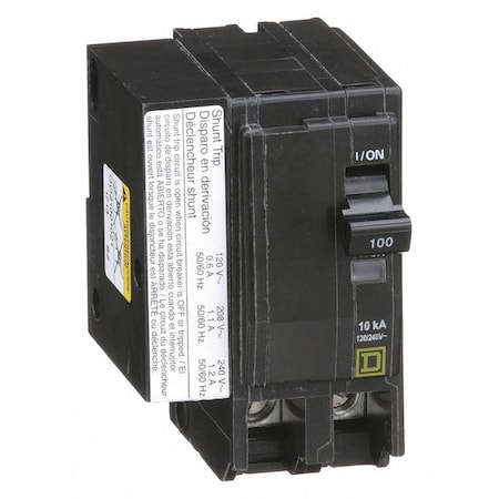 Square D Miniature Circuit Breaker, QO Series, 100A, 2 Pole, 120/240V AC, 10kA at 120/240V AC QO21001021