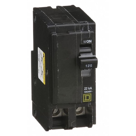 Square D Miniature Circuit Breaker, QO Series, 125A, 2 Pole, 120/240V AC, 22kA at 120/240V AC QO2125VH