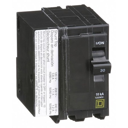 Square D Miniature Circuit Breaker, QO Series, 30A, 2 Pole, 120/240V AC, 10kA at 120/240V AC QO2301021