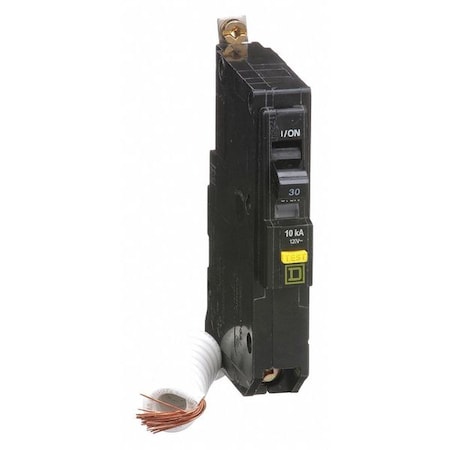 Square D Miniature Circuit Breaker, QO Series, 30A, 1 Pole, 120V AC, 10kA at 120V AC, A Curve QOB130GFI