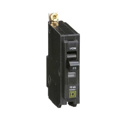 Square D Miniature Circuit Breaker, QO Series, 25A, 1 Pole, 120/240V AC, 10kA at 120/240V AC QOB125