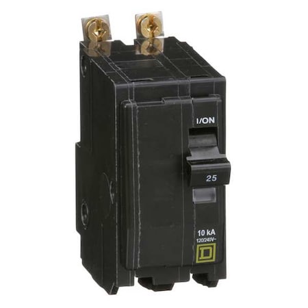 Square D Miniature Circuit Breaker, QO Series, 25A, 2 Pole, 120/240V AC, 10kA at 120/240V AC QOB225