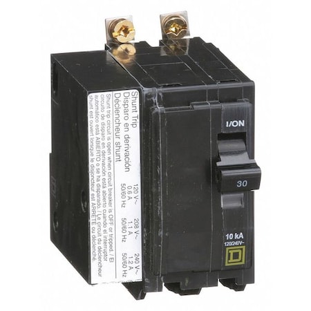 Square D Miniature Circuit Breaker, QO Series, 30A, 2 Pole, 120/240V AC, 10kA at 120/240V AC QOB2301021