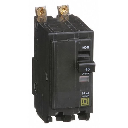 Square D Miniature Circuit Breaker, QO Series, 45A, 2 Pole, 120/240V AC, 10kA at 120/240V AC QOB245