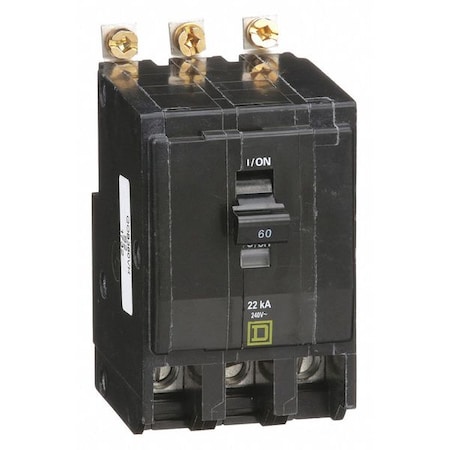 Square D Miniature Circuit Breaker, QO Series, 60A, 3 Pole, 120/240V AC, 22kA at 120/240V AC QOB360VH
