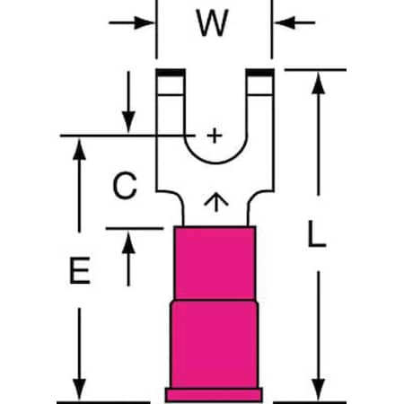 3M Fork Terminal, #8 Stud Size, 18 AWG, 600 V, Vinyl Insulated, Red, Crimp Termination Only, 1000 PK MVU18-8FFBK