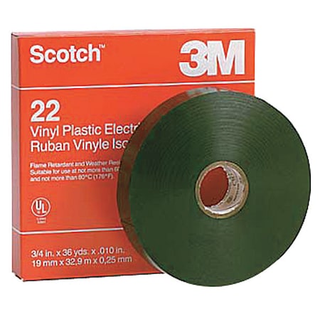 3M ElectricalTape, Black, 36ydL, 3/4inW, PK48 10034