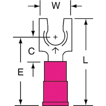 3M Fork Terminal, #10 Stud Size, 18 AWG, 600 V, Vinyl Insulated, Red, Crimp Termination Only, 1000 PK MV18-10FLK