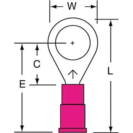 3M Ring Terminal, 5/16 in Stud Size, 18 AWG, 600 V, Vinyl Insulated, Red, Crimp Termination Only MVU18-516R/SK