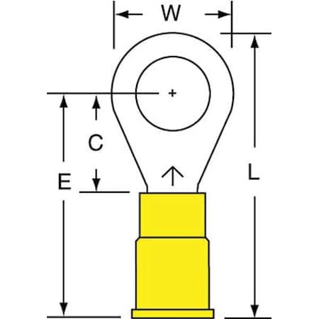 3M Ring Terminal, 5/16 in Stud Size, 10 AWG, 600 V, Vinyl Insulated, Yellow, Crimp Termination Only MV10-516R/SK