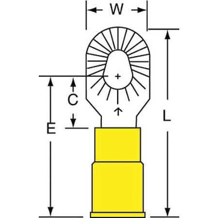 3M Ring Terminal, #6, #8, #10 Stud Size, 10 AWG, 600 V, Vinyl Insulated, Yellow, 500 PK MV10-610RK