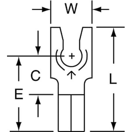 3M Fork Terminal, #6 Stud Size, 14 AWG, 600 V, Bare Insulated, Bare, Crimp Termination Only, 1000 PK MU14-6FLK