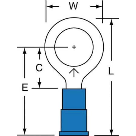3M Ring Terminal, 3/8 in Stud Size, 14 AWG, 600 V, Vinyl Insulated, Blue, Crimp Termination Only MV14-38RK