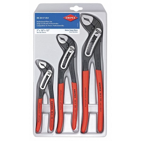 KNIPEX 3 Piece Knipex Alligator Plastic Grip Water Pump Plier Set Dipped Handle 00 20 07 US1