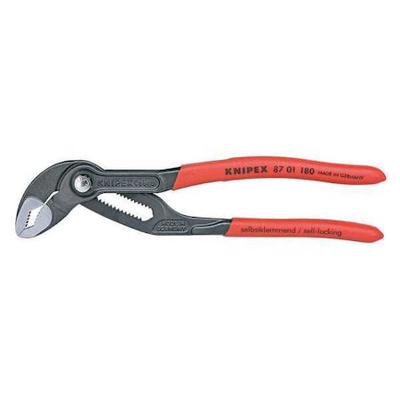 KNIPEX 7 1/4 in V-Jaw Water Pump Plier Serrated, Plastic Grip 87 01 180 SBA