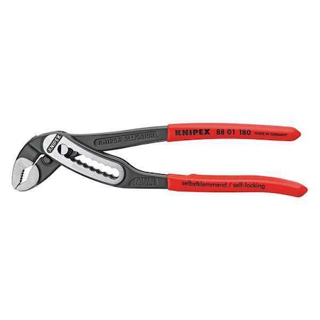 Knipex 7 1/4 in V-Jaw Water Pump Plier Serrated, Plastic Grip 88 01 180 SBA