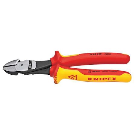 Knipex 8 in 74 High Leverage Diagonal Cutting Plier Standard Cut Oval Nose Insulated 74 08 200 SBA