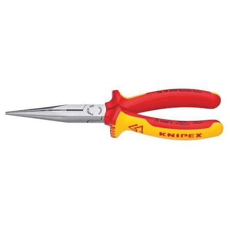 Knipex Insulated Long Nose Plier, 8 in., Serrated 26 18 200 SBA