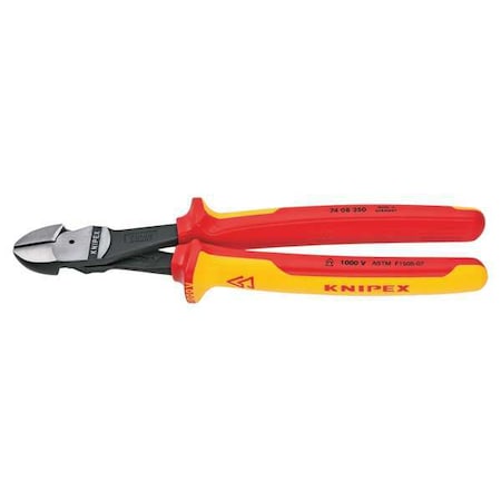 Knipex 10 in 74 High Leverage Diagonal Cutting Plier Standard Cut Oval Nose Insulated 74 08 250 SBA