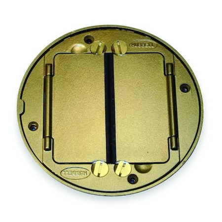 Hubbell Wiring Device-Kellems Electrical Box Cover, 2 Gangs, Round, Brass S1TFCBRS