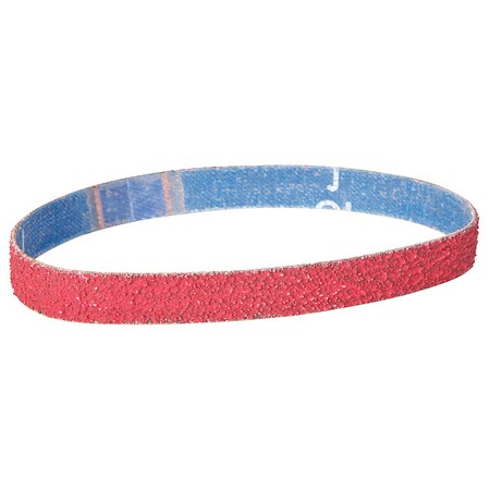 Norton Abrasives Sanding Belt, 1/2 in W, 24 in L, Coated, Ceramic, 50 Grit, Coarse, R981 SG, Red 78072718707