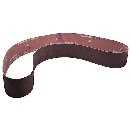 Norton Abrasives Sanding Belt, 2 1/2 in W, 60 in L, Coated, Aluminum Oxide, 80 Grit, Coarse, R228 Metalite, Brown 78072721590