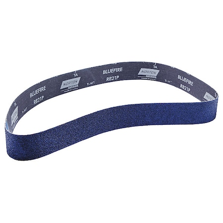 NORTON ABRASIVES Sanding Belt, Coated, 2 in W, 48 in L, 40 Grit, Extra Coarse, Zirconia Alumina, BlueFire R821P 78072727102