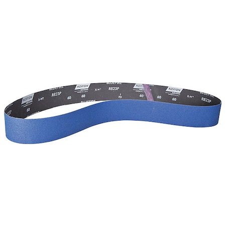 Norton Abrasives Sanding Belt, 4 in W, 36 in L, Coated, Zirconia Alumina, 60 Grit, Coarse, BlueFire R823P, Blue 78072728827