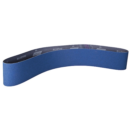 NORTON ABRASIVES Sanding Belt, Coated, 2 1/2 in W, 60 in L, 80 Grit, Coarse, Zirconia Alumina, BlueFire R821P, Blue 78072727231