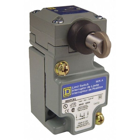 Telemecanique Sensors Heavy Duty Limit Switch, Plunger, Roller, 1NC/1NO, 10A at 600V AC, Actuator Location: Top 9007C52F