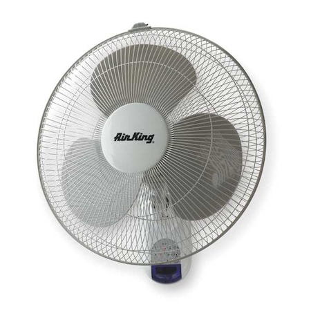Air King 16" Blade Dia Wall Mount Fan, Oscillating, 3 Speeds, 120VAC, Remote Control 9046