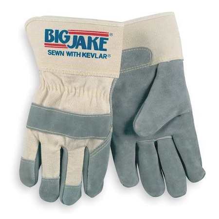 Mcr Safety Leather Gloves, Cowhide, Safety Cuff, Wing Thumb, Gray, XL, 1 PR 1702XL
