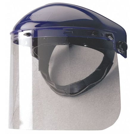 Mcr Safety Ratchet Face Shield Assembly, Clear Visor, Polyethylene, Ratchet Suspension, Uncoated Lens, Blue 8AA82